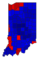 2008 Indiana County Map of General Election Results for Governor