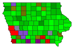 2008 Iowa County Map of Democratic Primary Election Results for President