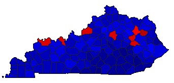 2008 Kentucky County Map of General Election Results for President