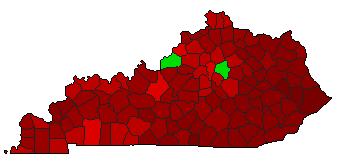 2008 Kentucky County Map of Democratic Primary Election Results for President