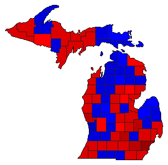2008 Michigan County Map of General Election Results for President
