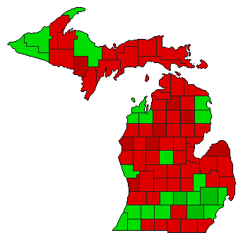 2008 Michigan County Map of General Election Results for Initiative