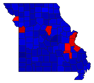 2008 Missouri County Map of General Election Results for President