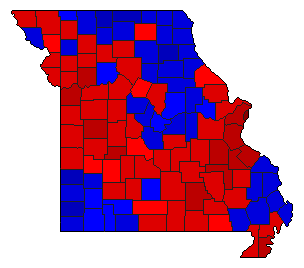 2008 Missouri County Map of General Election Results for Governor