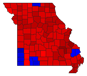 2008 Missouri County Map of General Election Results for Secretary of State