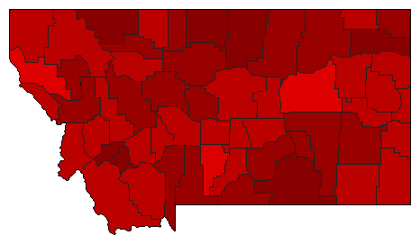 2008 Montana County Map of General Election Results for Senator