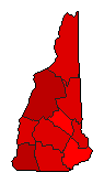 2008 New Hampshire County Map of General Election Results for President