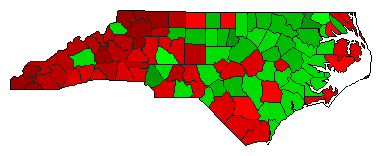 2008 North Carolina County Map of Democratic Primary Election Results for President