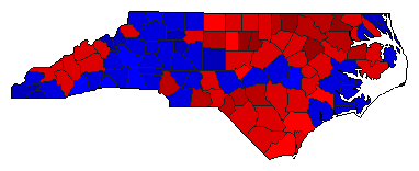 2008 North Carolina County Map of General Election Results for Senator