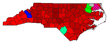 2008 North Carolina County Map of Democratic Primary Election Results for Senator
