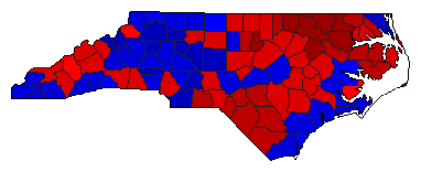 2008 North Carolina County Map of General Election Results for Lt. Governor