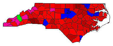 2008 North Carolina County Map of Democratic Primary Election Results for Lt. Governor