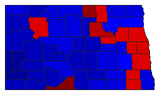 2008 North Dakota County Map of General Election Results for President