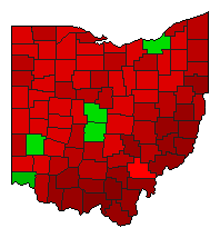 2008 Ohio County Map of Democratic Primary Election Results for President