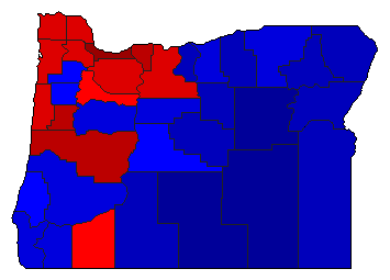2008 Oregon County Map of General Election Results for President