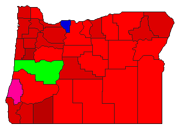 2008 Oregon County Map of Democratic Primary Election Results for Secretary of State