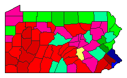 2008 Pennsylvania County Map of Democratic Primary Election Results for State Treasurer