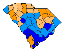 2008 South Carolina County Map of Republican Primary Election Results for President