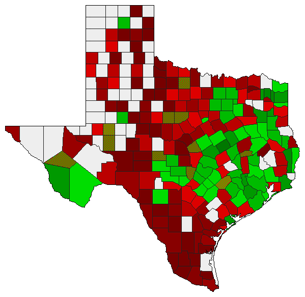 2008 Texas County Map of Democratic Primary Election Results for President