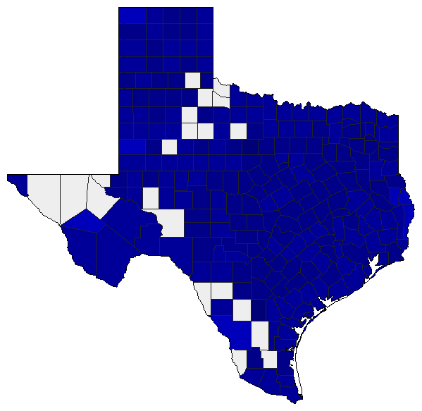 2008 Texas County Map of Republican Primary Election Results for Senator