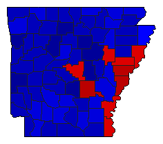 2008 Arkansas County Map of General Election Results for President