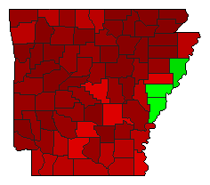 2008 Arkansas County Map of Democratic Primary Election Results for President