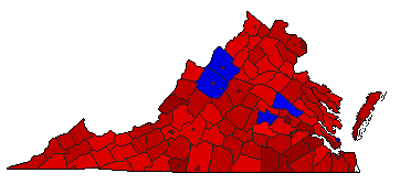 2008 Virginia County Map of General Election Results for Senator