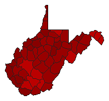 2008 West Virginia County Map of Democratic Primary Election Results for Governor