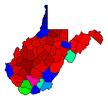 2008 West Virginia County Map of Democratic Primary Election Results for Secretary of State