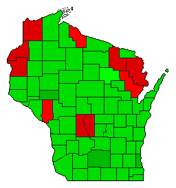 2008 Wisconsin County Map of Democratic Primary Election Results for President