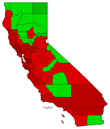 2008 California County Map of Open Primary Election Results for Initiative