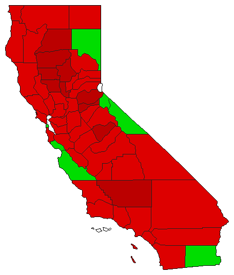 2008 California County Map of General Election Results for Initiative