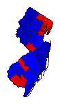 2009 New Jersey County Map of General Election Results for Governor