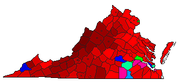 2009 Virginia County Map of Democratic Primary Election Results for Governor