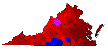 2009 Virginia County Map of Democratic Primary Election Results for Lt. Governor