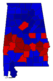 2010 Alabama County Map of General Election Results for Governor