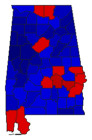 2010 Alabama County Map of Republican Runoff Election Results for Governor