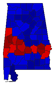 2010 Alabama County Map of General Election Results for State Treasurer