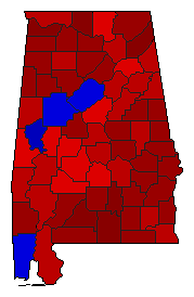 2010 Alabama County Map of Democratic Runoff Election Results for Attorney General