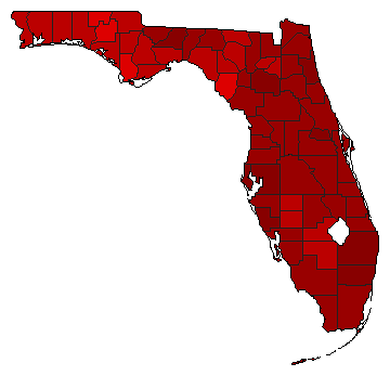 2010 Florida County Map of Democratic Primary Election Results for Governor