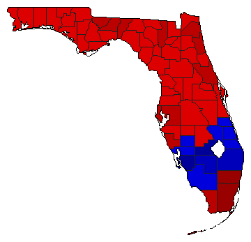 2010 Florida County Map of Democratic Primary Election Results for Attorney General