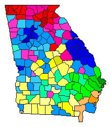 2010 Georgia County Map of Republican Primary Election Results for Governor