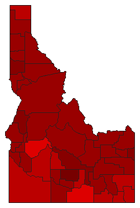 2010 Idaho County Map of Democratic Primary Election Results for Senator