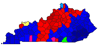 2010 Kentucky County Map of Democratic Primary Election Results for Senator