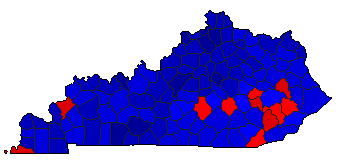 2010 Kentucky County Map of Republican Primary Election Results for Senator