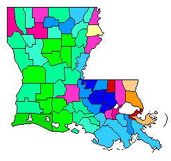 2010 Louisiana County Map of Open Primary Election Results for Lt. Governor