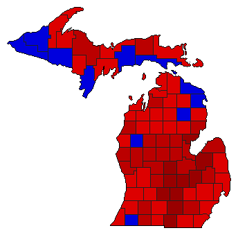 2010 Michigan County Map of Democratic Primary Election Results for Governor