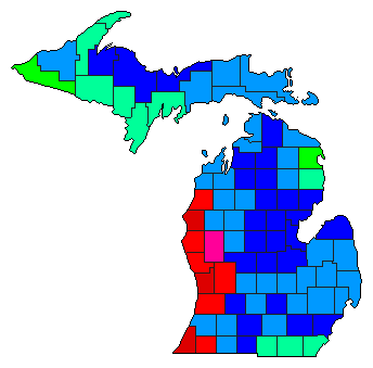 2010 Michigan County Map of Republican Primary Election Results for Governor