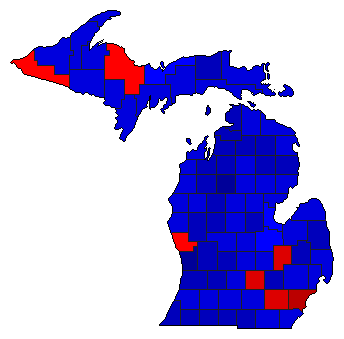 2010 Michigan County Map of General Election Results for Secretary of State