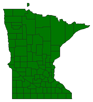 2010 Minnesota County Map of Open Primary Election Results for Secretary of State